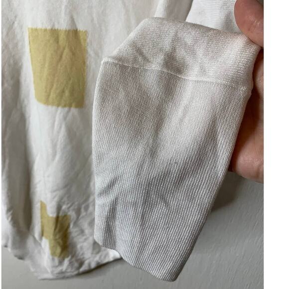 PLANET Lauren G White Yellow Diamond Print Pointed Hem Dolman Sweater One Size - Picture 6 of 10